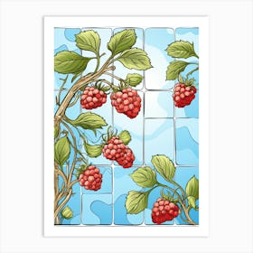 Raspberries Illustration 5 Art Print