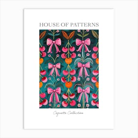 Folk Pink Bows 1 Pattern Poster Art Print