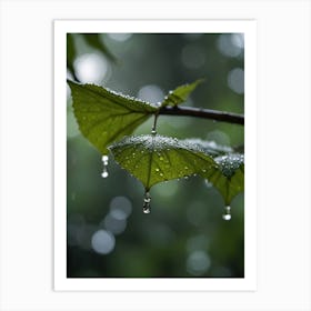 Raindrops On Leaves Art Print