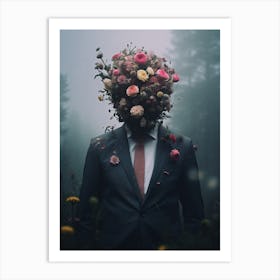 Detail Man With Flowers Art Print