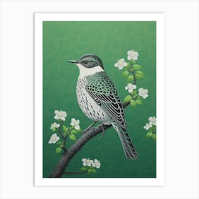 Ohara Koson Inspired Bird Painting Lark 3 Art Print