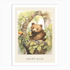 Beatrix Potter Inspired  Animal Watercolour Brown Bear 4 Art Print