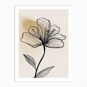 Lilies Line Art Flowers Illustration Neutral 10 Art Print