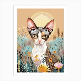 Devon Rex Cat Storybook Illustration 1 Art Print