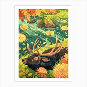 Deer In Autumn Art Print