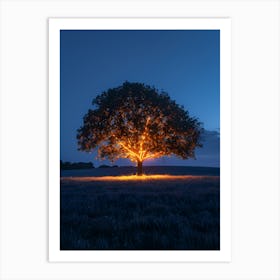 Tree At Night Art Print