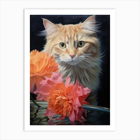 Cat With Flowers 5 Art Print