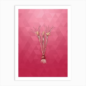 Vintage Cloth of Gold Crocus Botanical in Gold on Viva Magenta Art Print