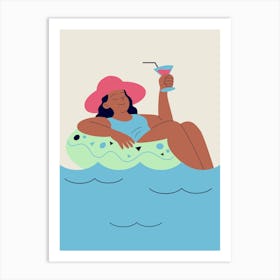 Woman Relaxing In The Water Art Print