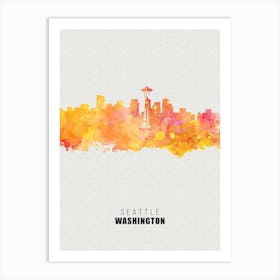 Seattle Washington City watercolor Art Print