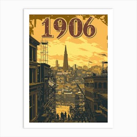 Aihrgdesign A Vintage Poster Depicting The Rebuilding Of San 7 Art Print