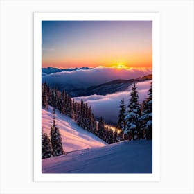 Appi Kogen, Japan Sunrise Skiing Poster Art Print