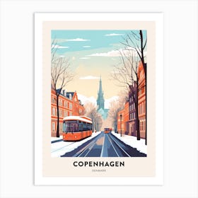 Vintage Winter Travel Poster Copenhagen Denmark 1 Art Print