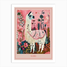 Floral Animal Painting Llama 4 Poster Art Print