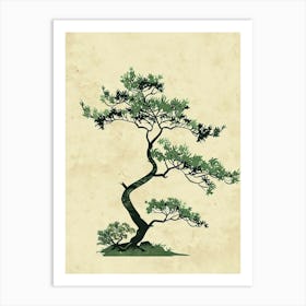 Yew Tree Minimal Japandi Illustration 4 Art Print