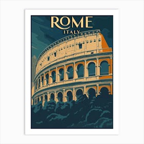 Rome Italy Vintage Colosseum Poster Art Print