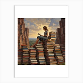 Girl Reading A Book Art Print