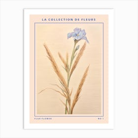 Flax Flower French Flower Botanical Poster Art Print