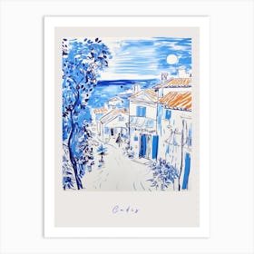 Cadiz Spain Mediterranean Blue Drawing Poster Art Print