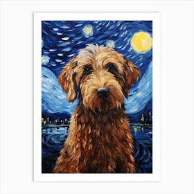 Labradoodle Starry Night Dog Portrait Art Print