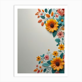 Floral Background With Flowers Art Print