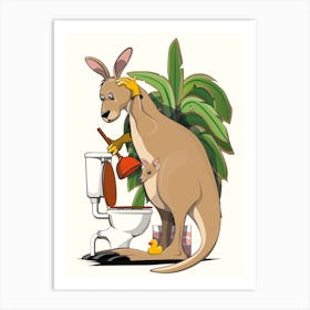 Kangaroo Unblocking Toilet Art Print
