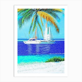 Bimini Bahamas Pointillism Style Tropical Destination Art Print