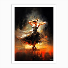 The Spanish Dance - Dancer In Black Dress Art Print