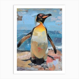 Galapagos Penguin Bleaker Island Colour Block Painting 1 Art Print
