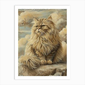 Himalayan Cat Relief Illustration 4 Art Print
