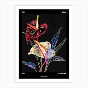 No Rain No Flowers Poster Flamingo Flower 2 Art Print