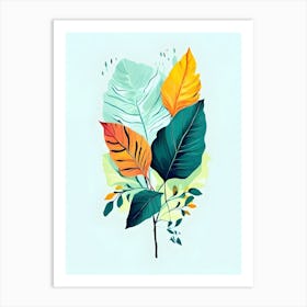 Colorful Leaves On A Branch Art Print