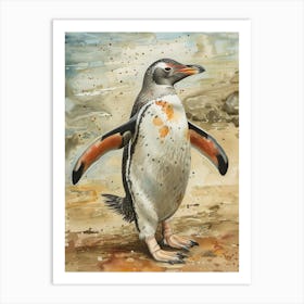 Humboldt Penguin Cooper Bay Watercolour Painting 2 Art Print