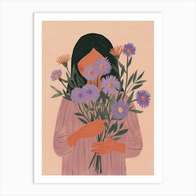 Spring Girl With Purple Flowers 5 Art Print
