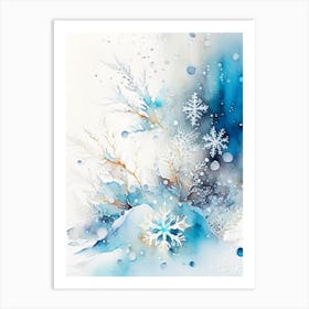 Water, Snowflakes, Storybook Watercolours 2 Art Print