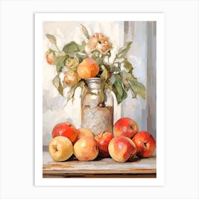 Poppy Flower And Peaches Still Life Painting 4 Dreamy Art Print