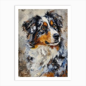 Australian Shepherd Dog  Acrylic Painting 11 Art Print