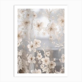 White Embroidered Lace Curtain Art Print