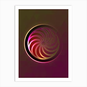 Geometric Neon Glyph on Jewel Tone Triangle Pattern 053 Art Print