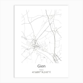 Gien,France Minimalist Map Art Print