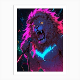 Neon Lion Art Print