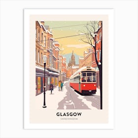 Vintage Winter Travel Poster Glasgow United Kingdom 2 Art Print