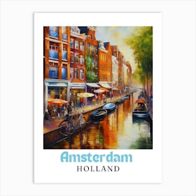 Netherlands Amsterdam, travel poster, wall art print, Amsterdam painting,24 Art Print