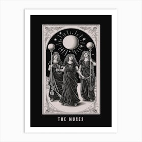 The Muses Tarot Card B&W Art Print