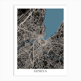 Geneva Black Blue Art Print