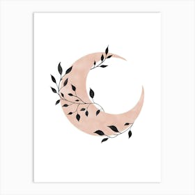 Moon With Leaves Art Print