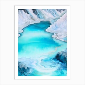 Hot Springs Waterscape Marble Acrylic Painting 2 Art Print
