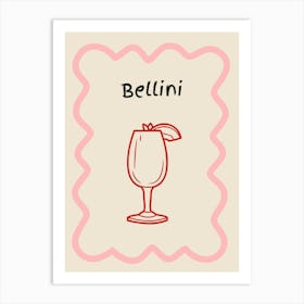Bellini Doodle Poster Pink & Red Art Print