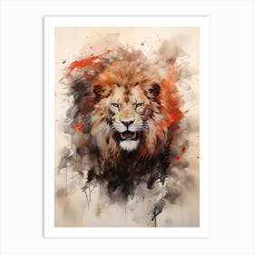 Lion Art Painting Chinese Brush Painting 1 Art Print