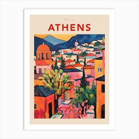 Athens Greece Fauvist Travel Poster Art Print